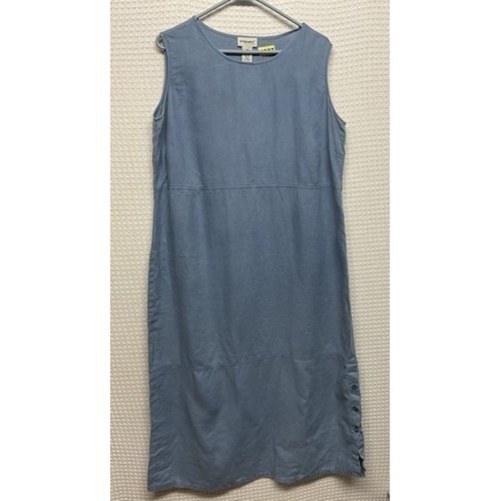 VTG Bridgewater Button Slit Side‎ Cottagecore Maxi Dress Women 16W China Linen